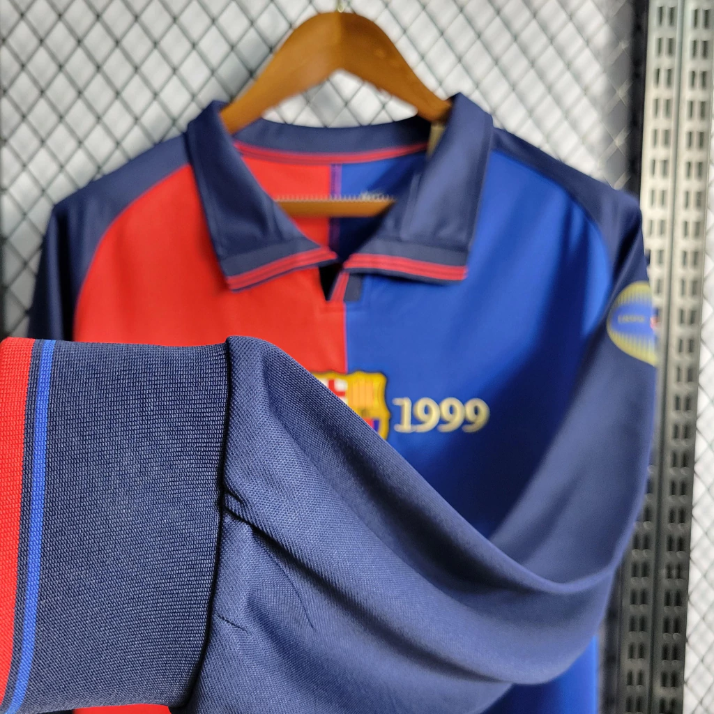 Camisa do Barcelona Retrô Manga Longa 1998-1999 Camisa do Barcelona Retrô Manga Longa 1998-1999