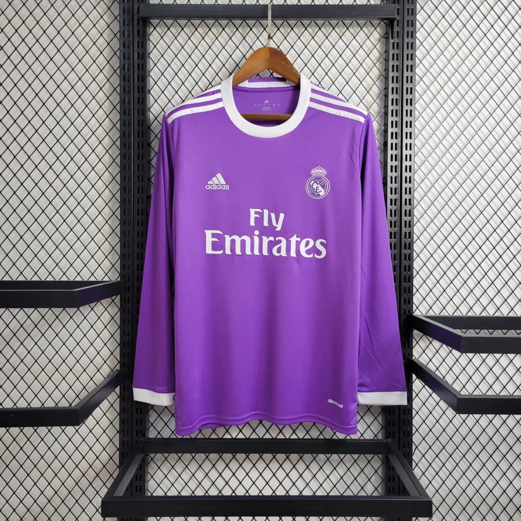 Camisa do Real Madrid Retrô Manga Longa 2016-2017 Camisa do Real Madrid Retrô Manga Longa 2016-2017
