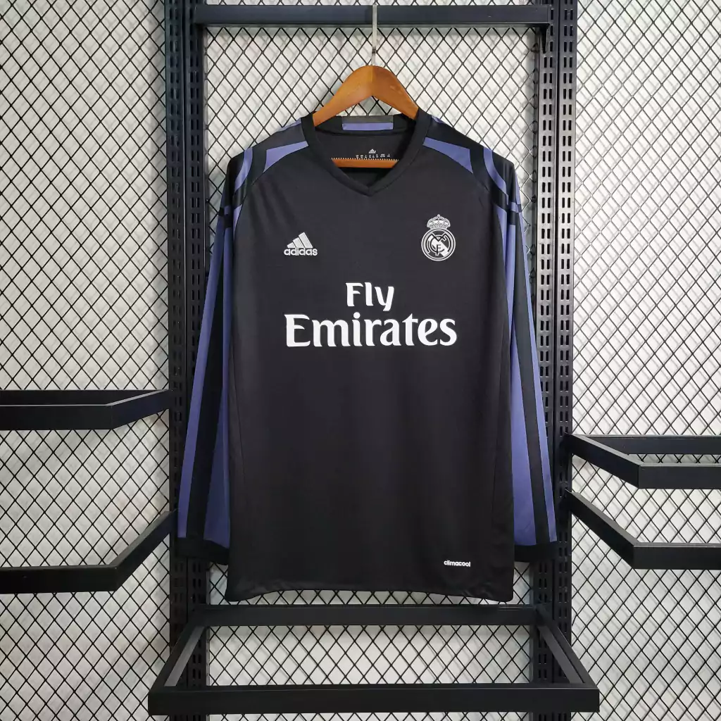 Camisa do Real Madrid Retrô Manga Longa 2016-2017 Camisa do Real Madrid Retrô Manga Longa 2016-2017