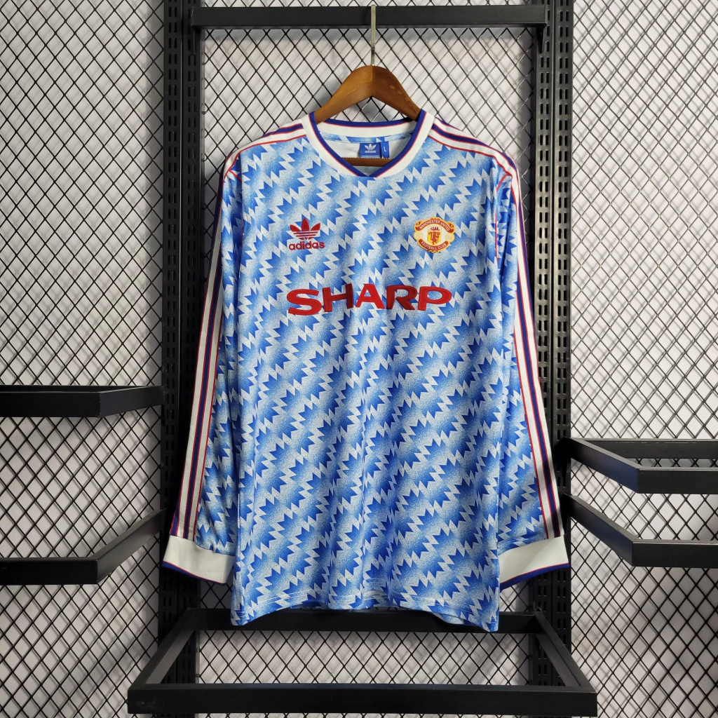 Camisa do Manchester United Retrô Manga Longa 1990-1991 Camisa do Manchester United Retrô Manga Longa 1990-1991