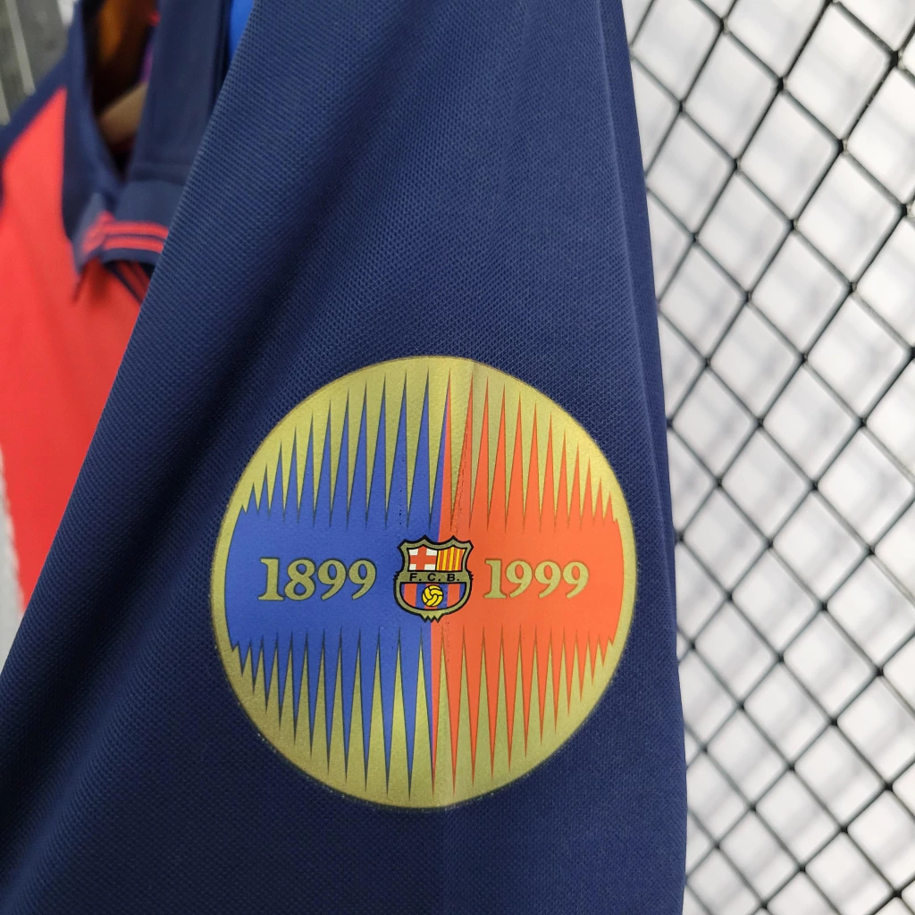 Camisa do Barcelona Retrô Manga Longa 1998-1999 Camisa do Barcelona Retrô Manga Longa 1998-1999