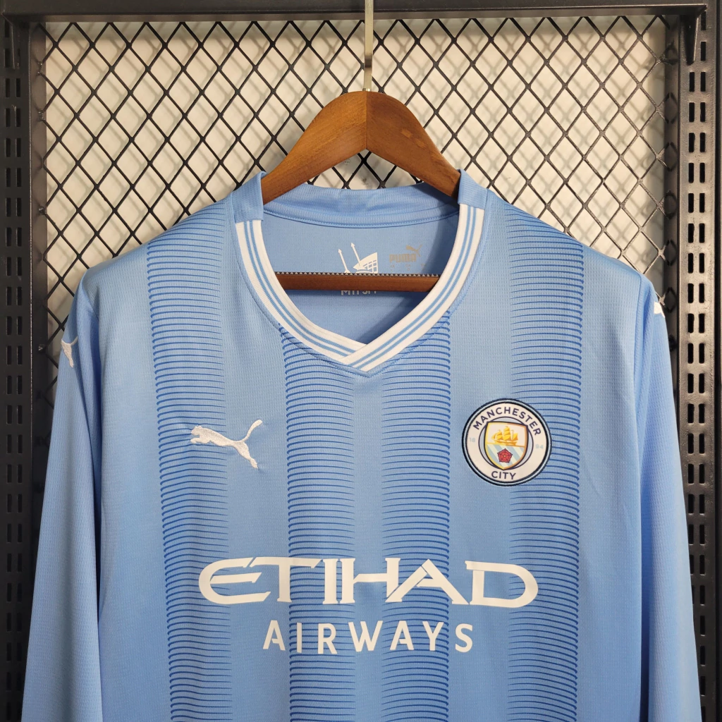 Camisa do Manchester City Manga Longa 2023-2024 Camisa do Manchester City Manga Longa 2023-2024