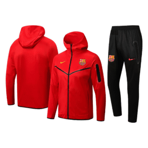 Conjunto Moletom com Capuz e Calça Vermelho do Barcelona 2023-2024