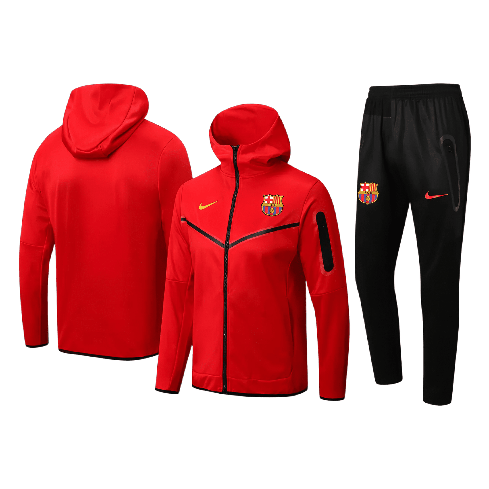 Conjunto Moletom com Capuz e Calça Vermelho do Barcelona 2023-2024 Conjunto Moletom com Capuz e Calça Vermelho do Barcelona 2023-2024