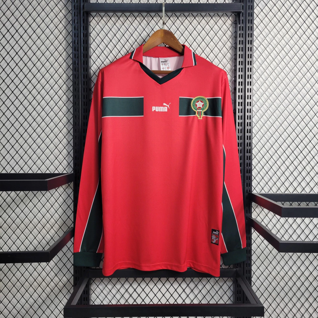 Camisa do Marrocos Manga Longa Retrô 1998-1999 Camisa do Marrocos Manga Longa Retrô 1998-1999