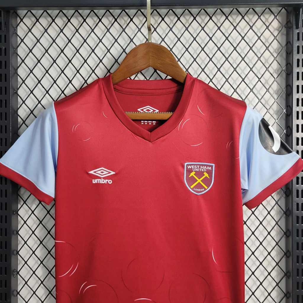 Kit de Uniforme Infantil da West Ham I 2023-2024 Kit de Uniforme Infantil da West Ham I 2023-2024