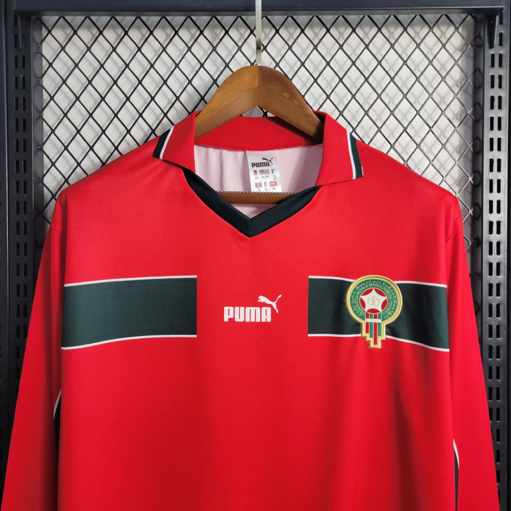 Camisa do Marrocos Manga Longa Retrô 1998-1999 Camisa do Marrocos Manga Longa Retrô 1998-1999