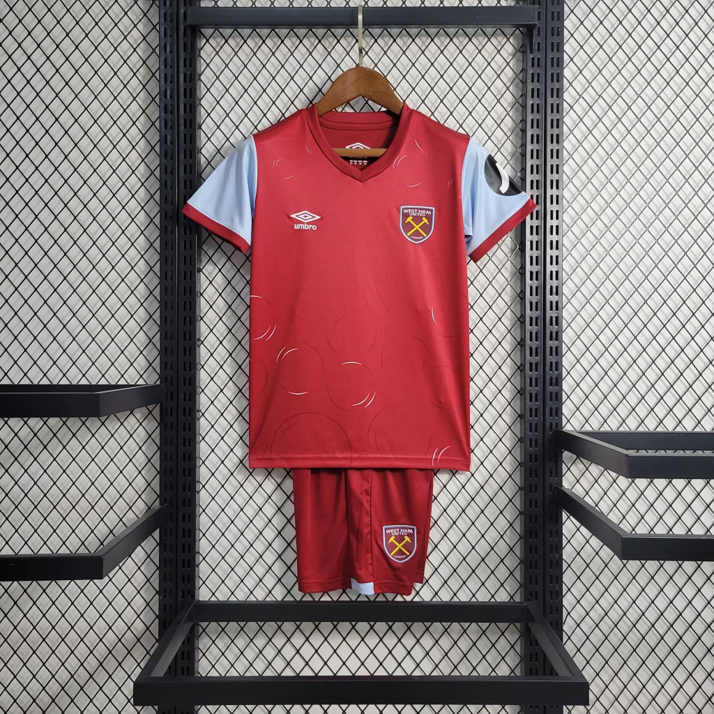 Kit de Uniforme Infantil da West Ham I 2023-2024 Kit de Uniforme Infantil da West Ham I 2023-2024