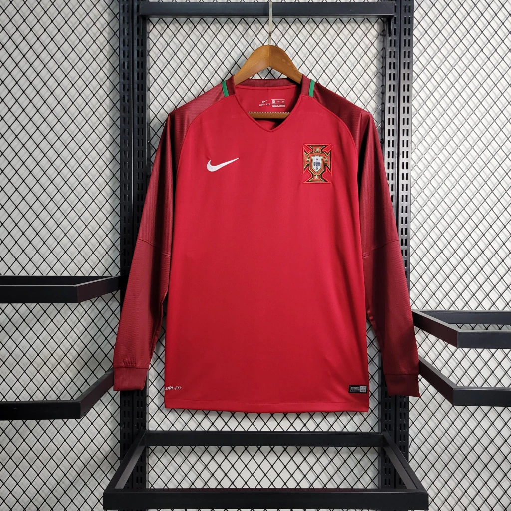 Camisa do Portugal Manga Longa Retrô 2016-2017 Camisa do Portugal Manga Longa Retrô 2016-2017