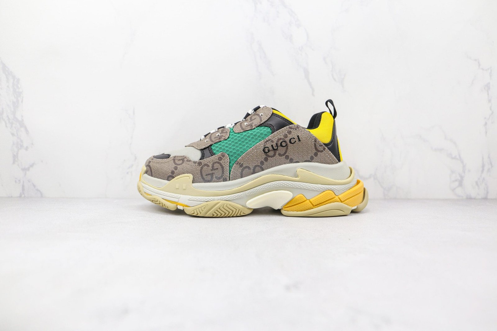Gucci X Balenciaga The Hacker Project Triple S Beige Green Yellow Gucci X Balenciaga The Hacker Project Triple S Beige Green Yellow