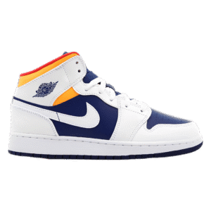 Jordan 1 Mid White Laser Orange Deep Royal Blue