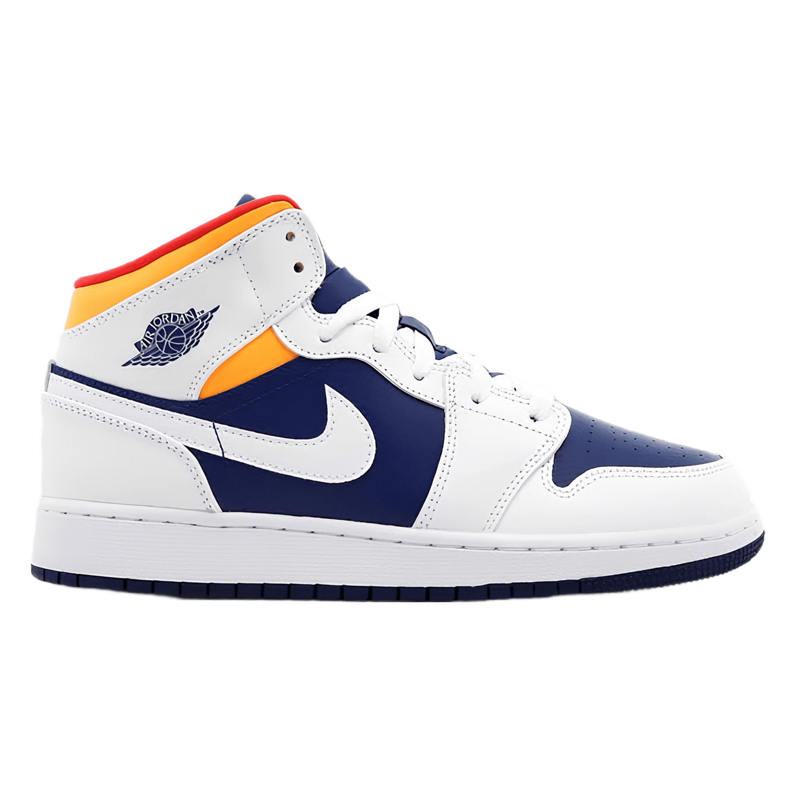 Jordan 1 Mid White Laser Orange Deep Royal Blue Jordan 1 Mid White Laser Orange Deep Royal Blue