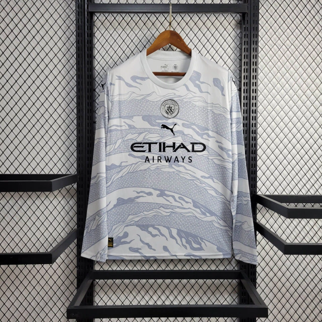Camisa do Manchester City Manga Longa EE 2024-2025 Camisa do Manchester City Manga Longa 2024-2025