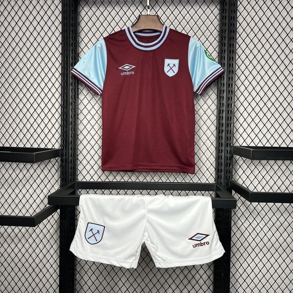 Kit de Uniforme Infantil do West-Ham I 2024-2025 Kit de Uniforme Infantil do West-Ham I 2024-2025