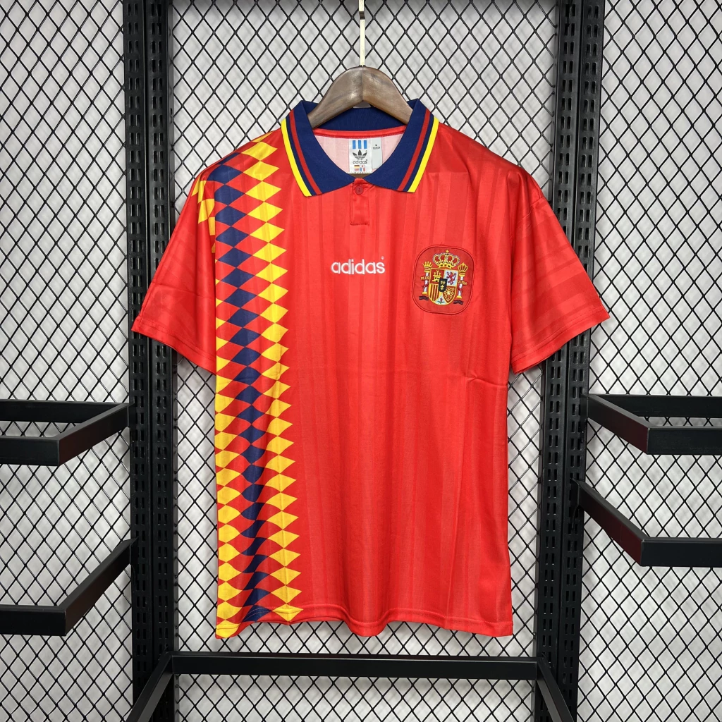 Camisa da Espanha Retrô 1994-1995 Camisa da Espanha Retrô 1994-1995