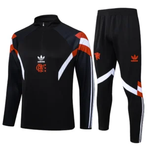 Conjunto Blusa Meio Zíper e Calça Preto do Flamengo 2025-2026