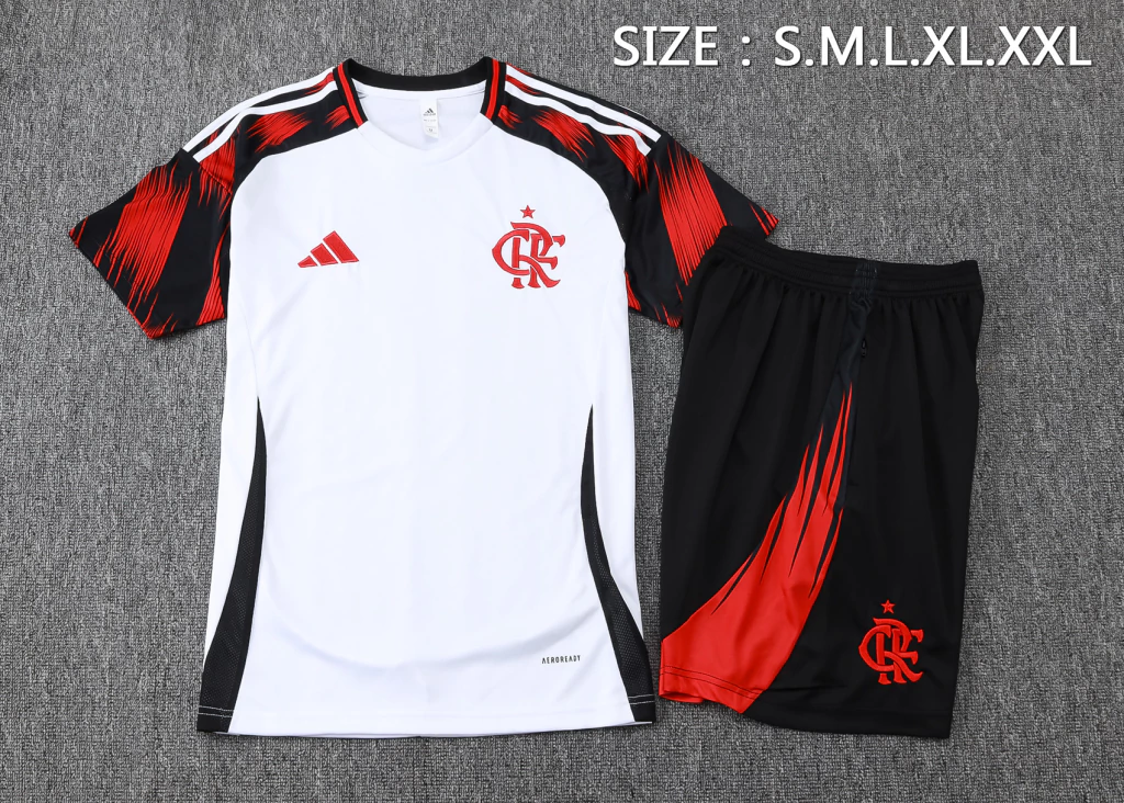 Conjunto Camisa e Short Branco do Flamengo 2025-2026 Conjunto Camisa e Short Branco do Flamengo 2025-2026