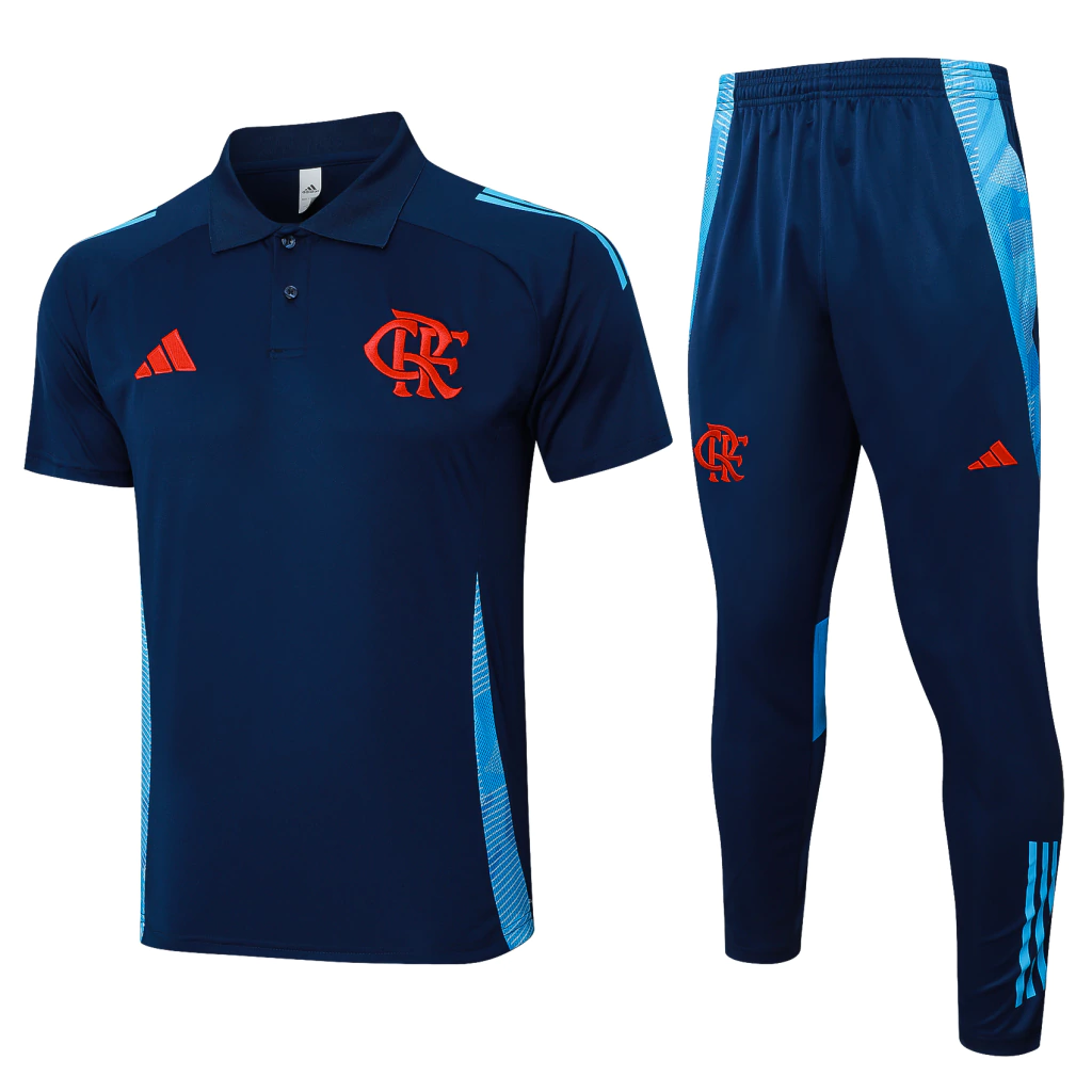 Conjunto Camisa Polo e Calça Azul Escuro do Flamengo 2025-2026 Conjunto Camisa Polo e Calça Azul Escuro do Flamengo 2025-2026