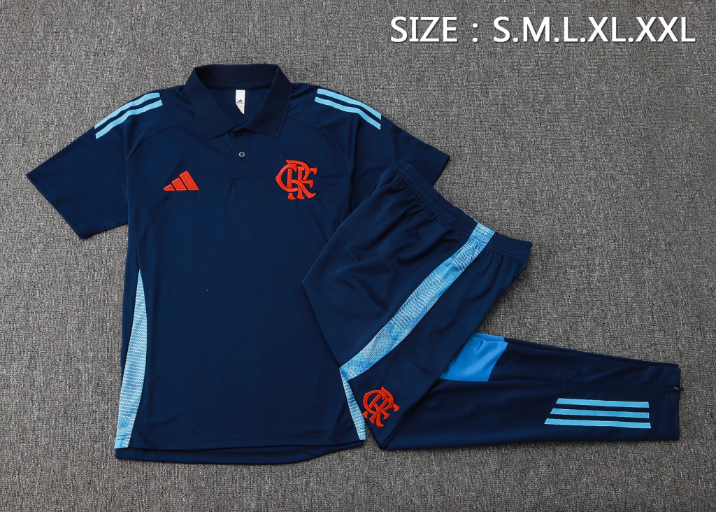 Conjunto Camisa Polo e Calça Azul Escuro do Flamengo 2025-2026 Conjunto Camisa Polo e Calça Azul Escuro do Flamengo 2025-2026