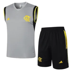 Conjunto Regata e Short Cinza do Flamengo 2024-2025