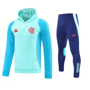 Conjunto Moletom com Capuz e Calça Azul Claro do Flamengo 2025-2026