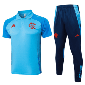 Conjunto Camisa Polo e Calça Azul Claro do Flamengo 2025-2026